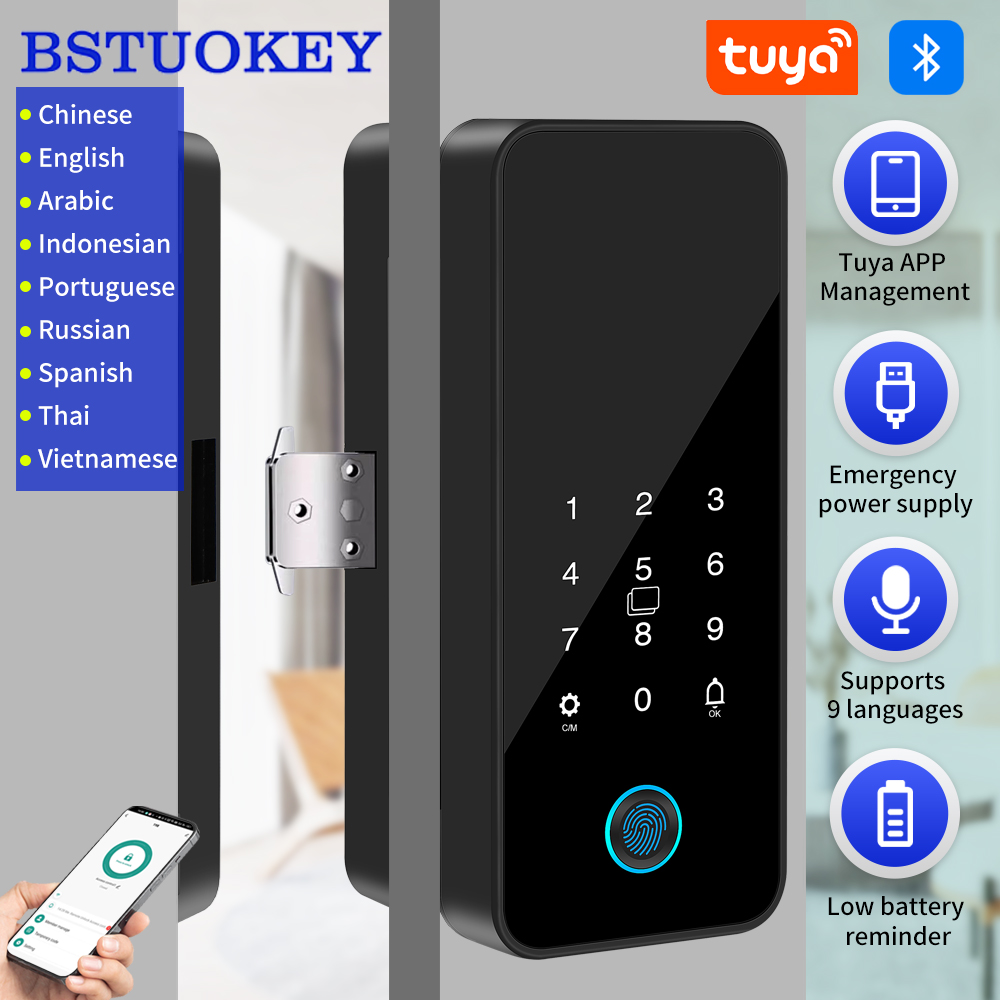 Glass Door Hinge - Tuya vida inteligente bluetooth fechadura da