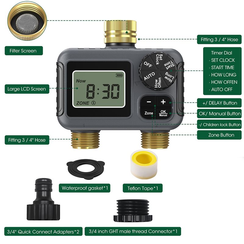 AY14 - Temporizador de Irrigaç - Timer Dual Outlet avaliação e preço