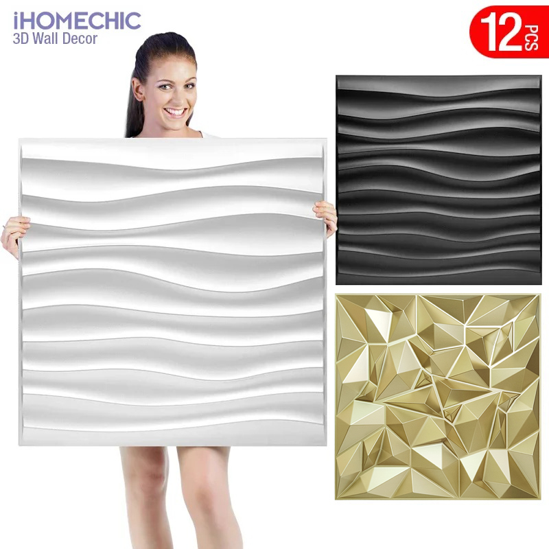 12pçs 50x50cm champanhe cor do - Pvc Panel Background avaliação e preço